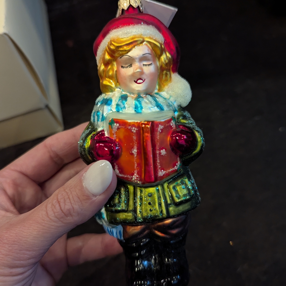 Christopher Radko Caroler Ornament with Red and Green